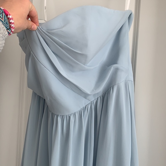 Strapless Georgette A-Line Gown Blue Mist - Picture 4 of 6